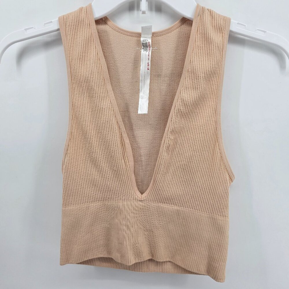Out From Under Tan Ribbed Bralette – Size S – Free People Deep V-Neck Crop Top‎